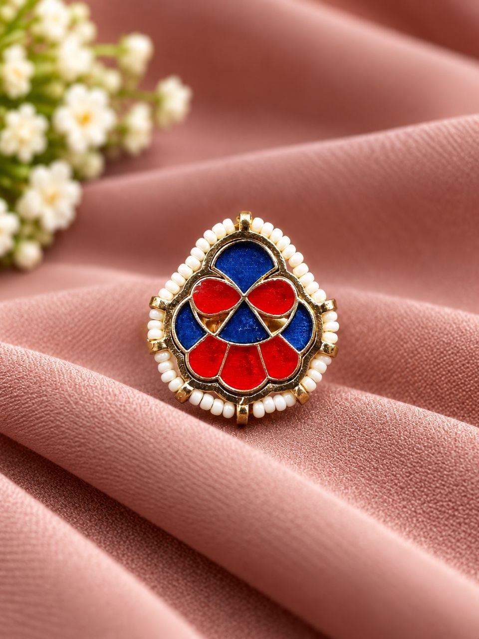 Adjustable Meenakari Ring colourful traditional brass jewellery