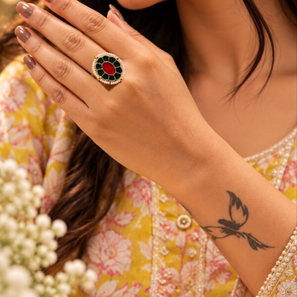 Meenakari Round Ring colourful traditional brass jewellery