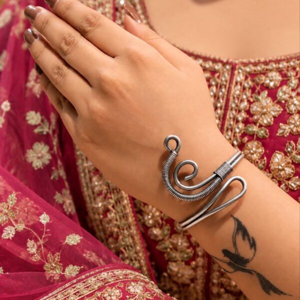 Silver Handmade Bangle Traditional Brass Jewelry with Elegant Premium Polish