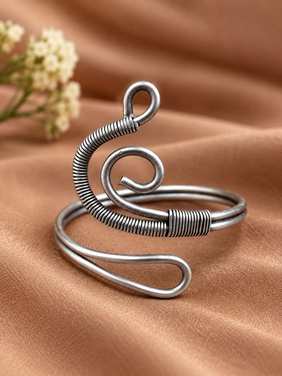 Silver Handmade Bangle Traditional Brass Jewelry with Elegant Premium Polish