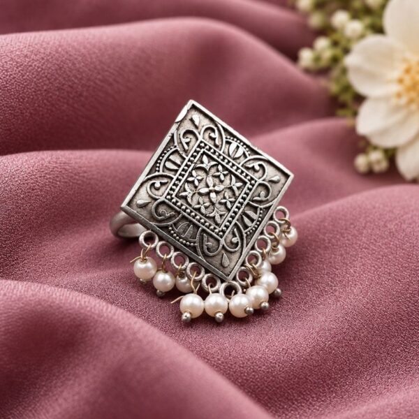 Adjustable Square Ring modern geometric designer brass jewelry