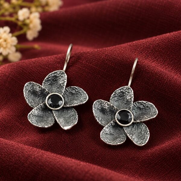 Flower Hook Earring elegant floral brass jewelry with premium polish