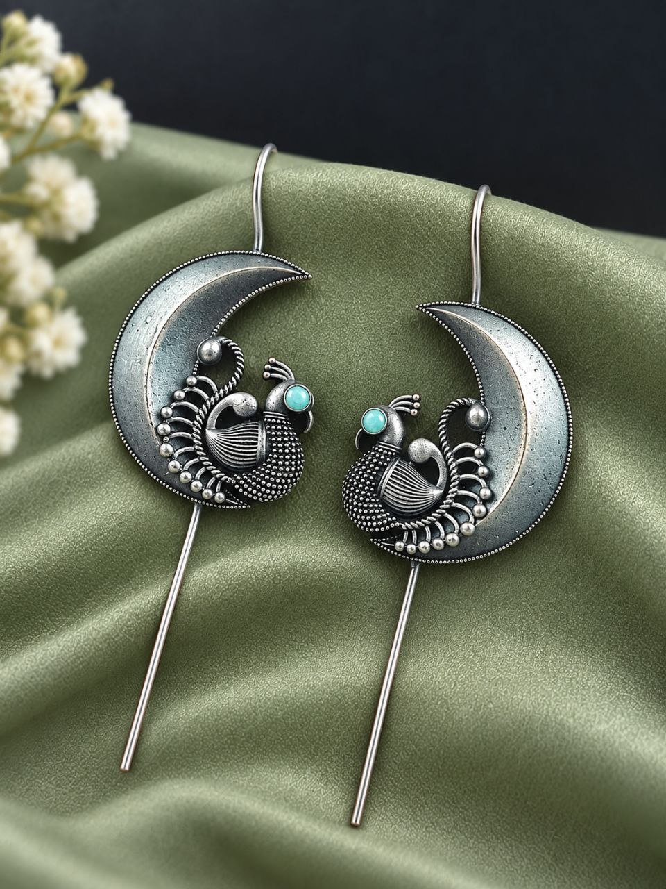 Oxidized Peacock Earcuff Traditional Peacock Design Jewelry for Women