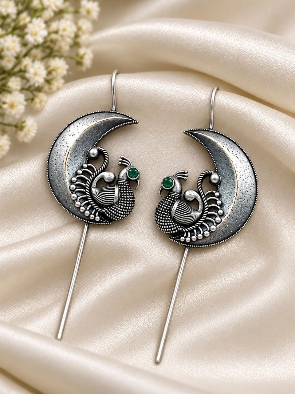 Oxidized Peacock Earcuff Traditional Peacock Design Jewelry for Women