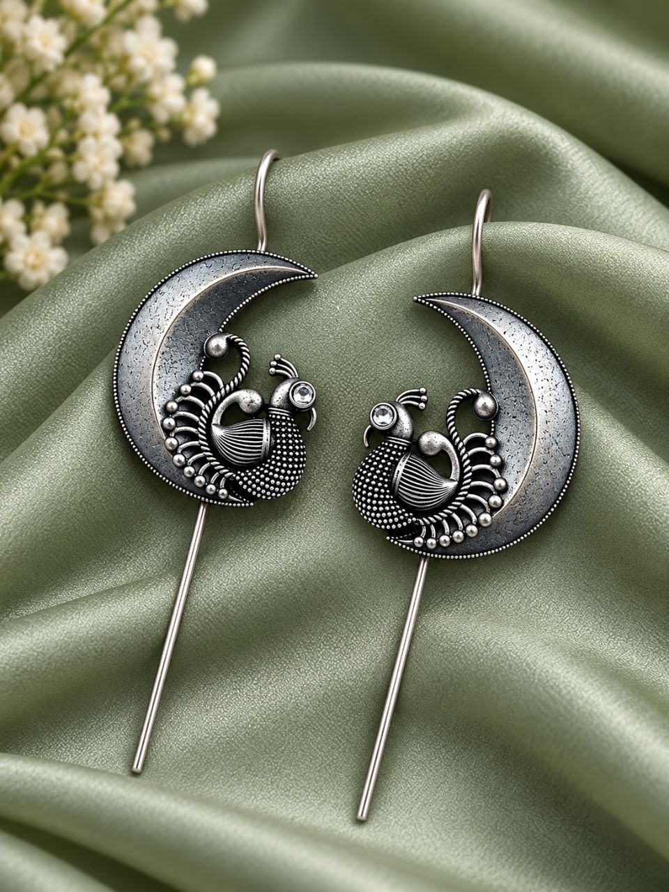 Oxidized Peacock Earcuff Traditional Peacock Design Jewelry for Women