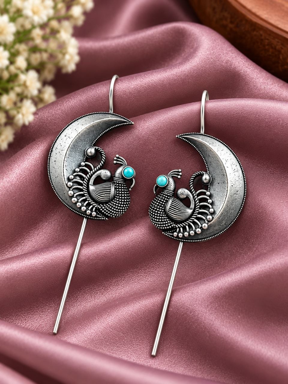 Oxidized Peacock Earcuff Traditional Peacock Design Jewelry for Women