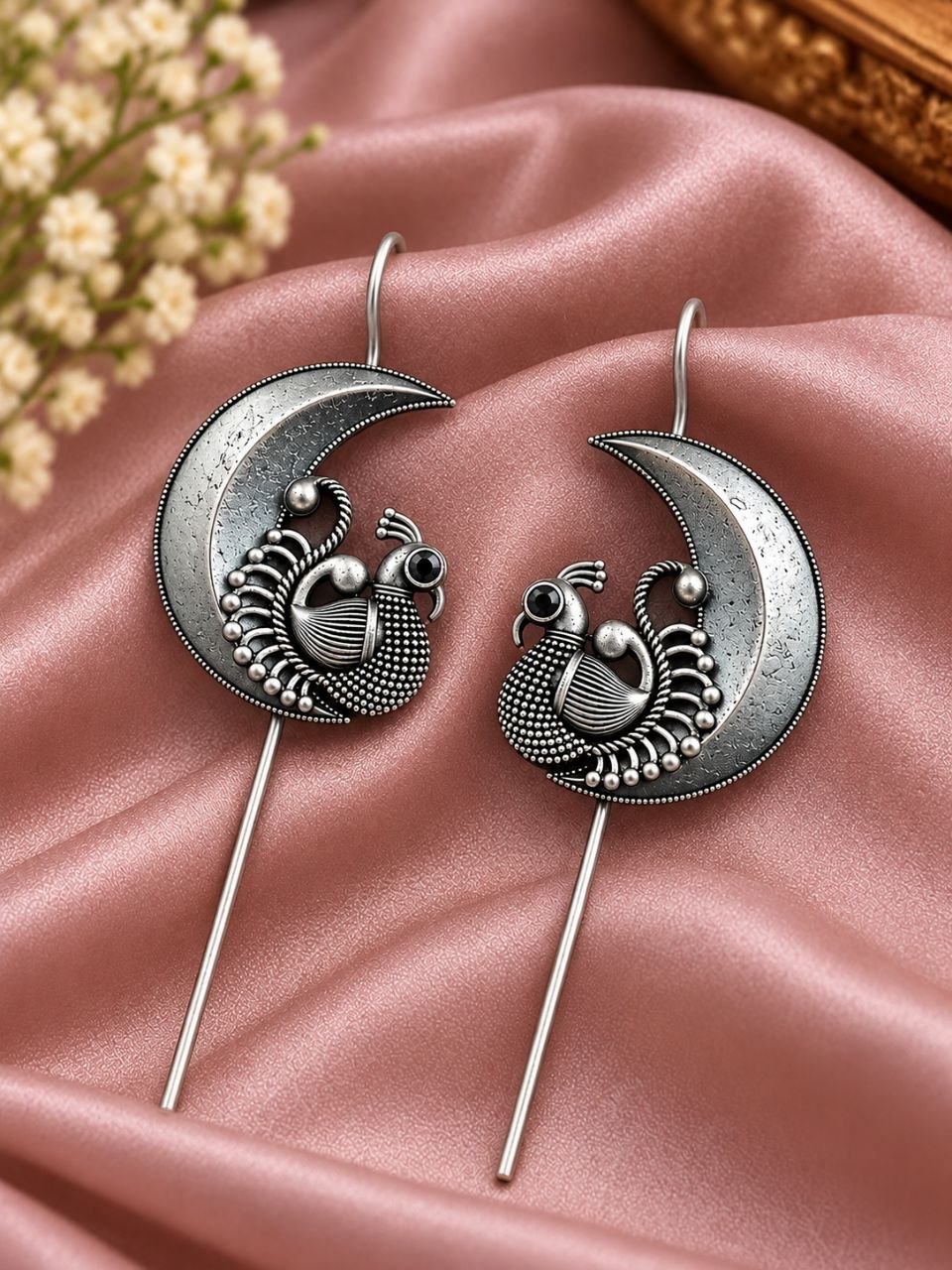 Oxidized Peacock Earcuff Traditional Peacock Design Jewelry for Women