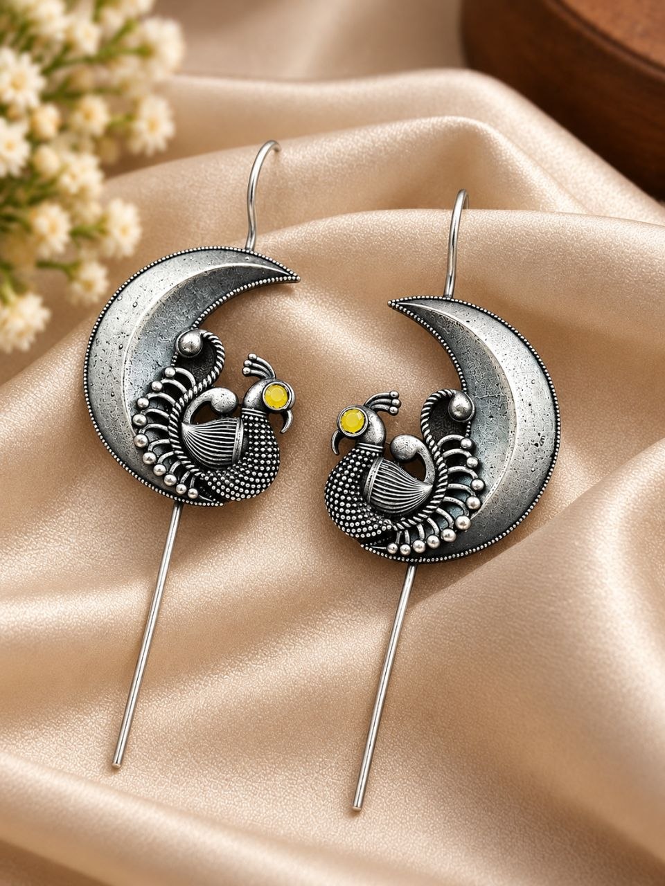 Oxidized Peacock Earcuff Traditional Peacock Design Jewelry for Women